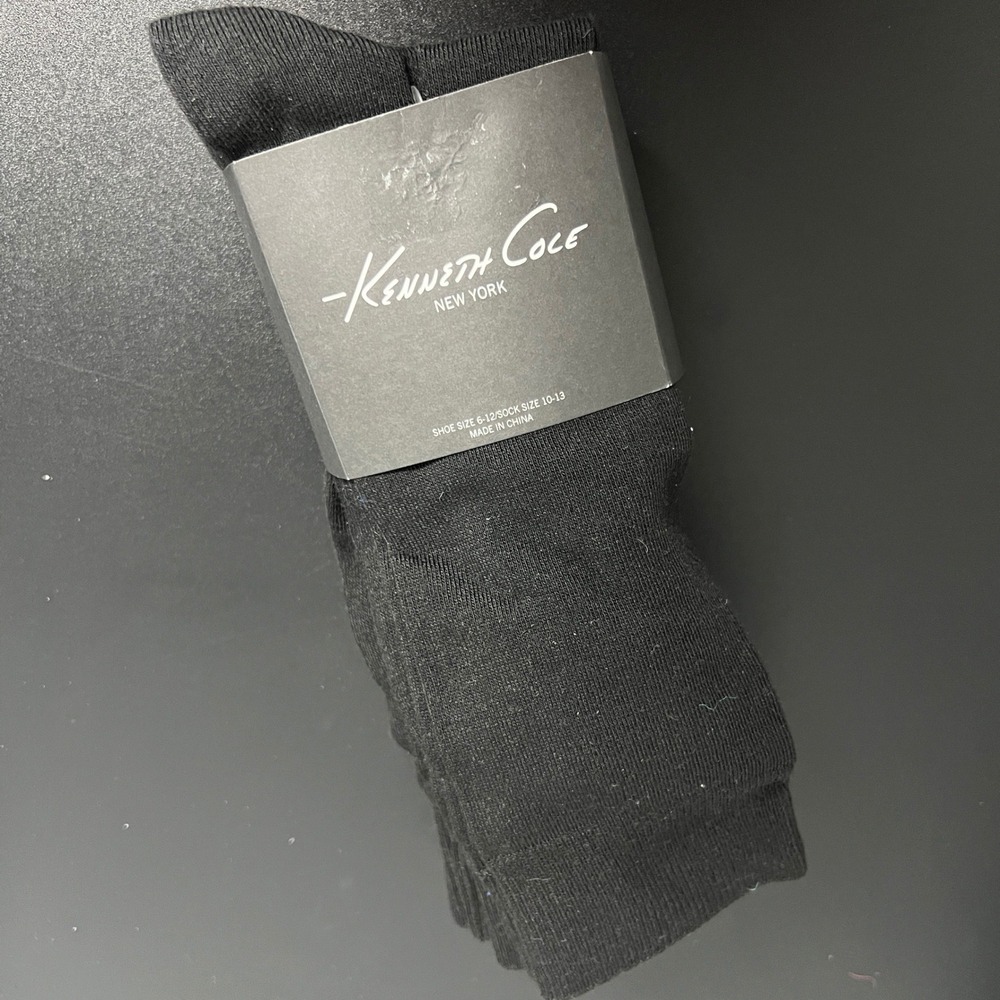 Kenneth Cole New York Mens 6 Pair Dress Socks Black Shoe Size 6-12 New